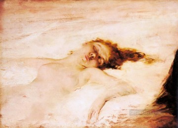 A Reclining Nude woman Eduardo Leon Garrido Oil Paintings
